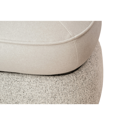 pufe em tecido antracite com almofada redonda em veludo bege claro