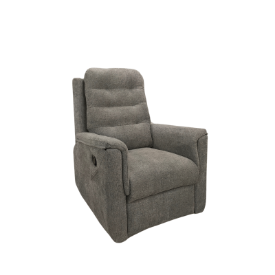 Poltrona reclinável cinza de tecido com alavanca lateral