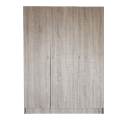 Armário de madeira clara com quatro portas verticais