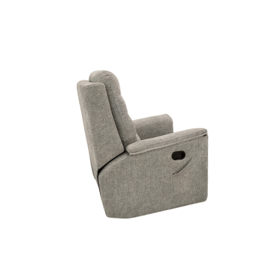 Poltrona reclinável cinzenta de tecido com puxador lateral