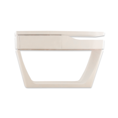 Secretária moderna branca com base em V invertido