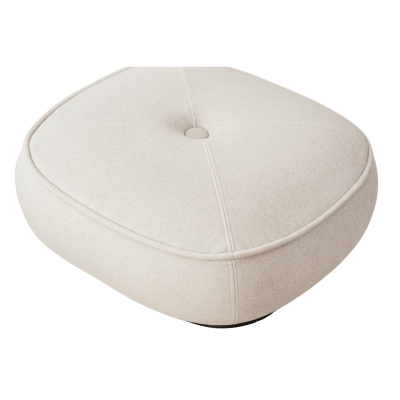 Pufe quadrado creme estofado com botão central