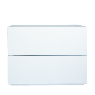 Móvel branco minimalista com duas gavetas