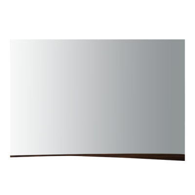 Espelho retangular com moldura de madeira escura numa parede branca