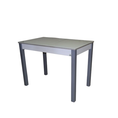 Mesa retangular branco e cinzento com etiqueta PORTTUR