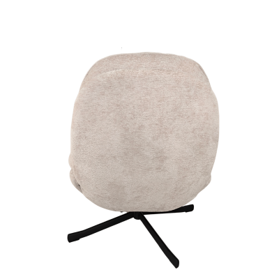 Cadeira giratória cinza claro vista de trás com base preta.