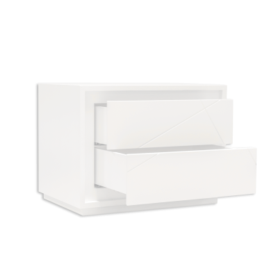 Móvel branco com duas gavetas abertas e design moderno