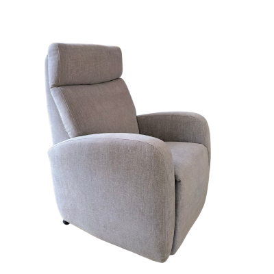 Poltrona reclinável cinzenta em tecido com encosto almofadado