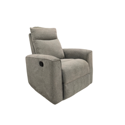 Poltrona reclinável cinza em tecido com alavanca lateral