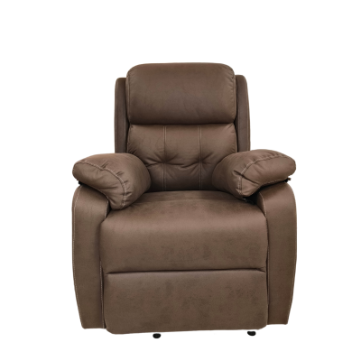 Poltrona reclinável castanho escuro com estofado almofadado