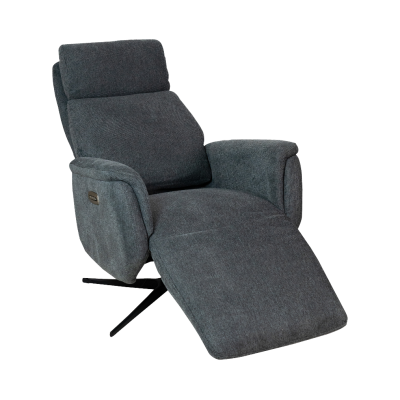 Poltrona reclinável cinzenta escura com apoio para pés estendido