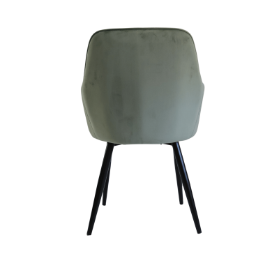 Cadeira cinza com pernas pretas vista de trás