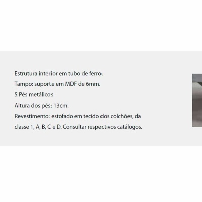 Descrição técnica de estrutura interior e pés metálicos de móvel