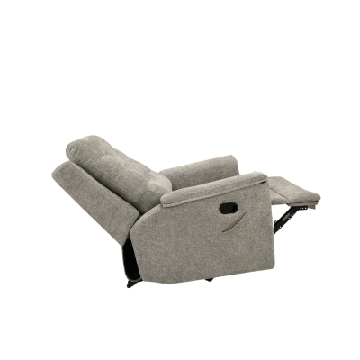 Poltrona reclinável cinza em tecido com mecanismo manual