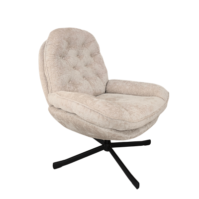 Cadeira de escritório estofada bege com base preta em estrela