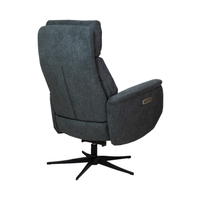Poltrona cinzenta escura em tecido com base giratória preta