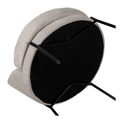 Banqueta redonda estofada com pernas metálicas pretas