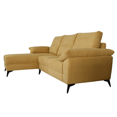 Sofá chaise longue amarelo em fundo transparente