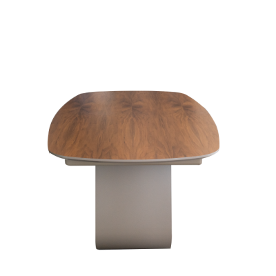 Mesa de centro quadrada com tampo de madeira castanho e base bege