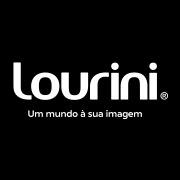 Logotipo da marca Lourini em branco sobre fundo preto