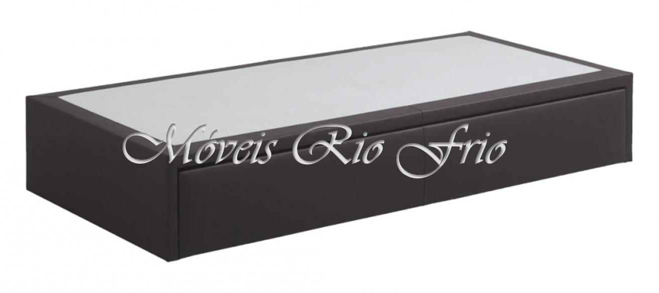 Móvel retangular de madeira escura com tampo branco