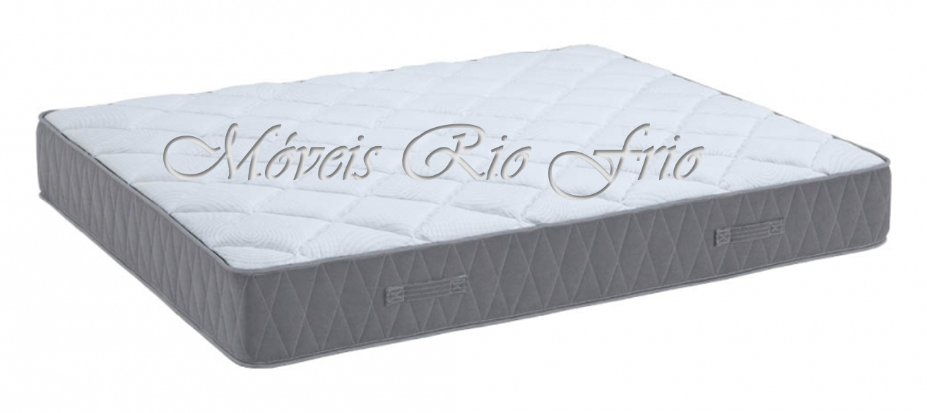 Colchão branco acolchoado com laterais cinzentas texturizadas