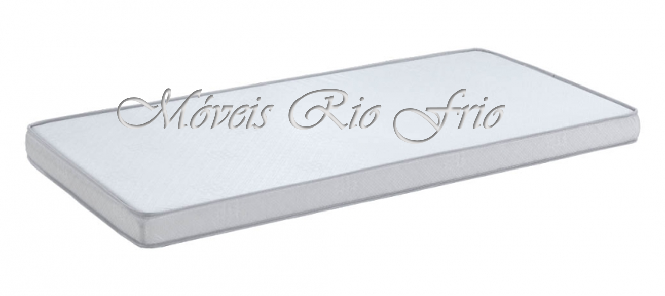 Colchão branco com bordas cinzentas em fundo branco