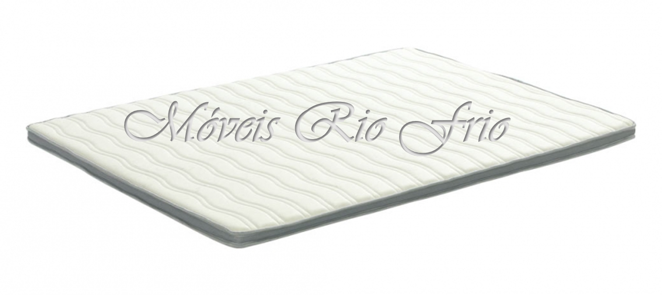 Colchão branco ondulado com borda cinza sobre fundo branco