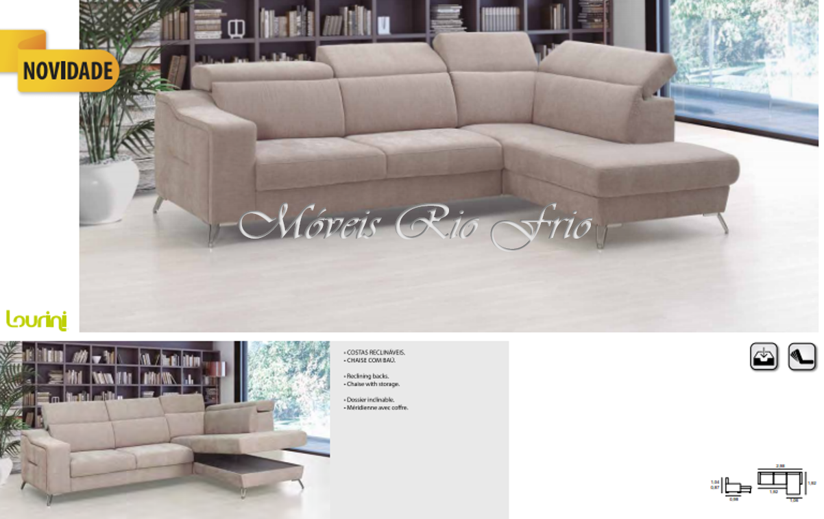 Sofá de canto bege claro em ambiente interior moderno iluminado