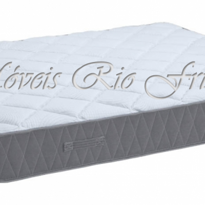 Colchão branco acolchoado com laterais cinzentas texturizadas
