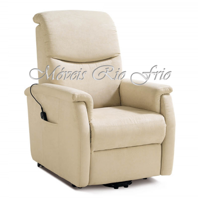 Poltrona reclinável bege com controlo remoto