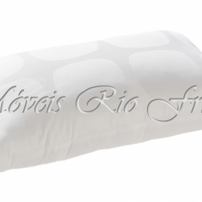 Travesseiro branco com padrão circular cinza