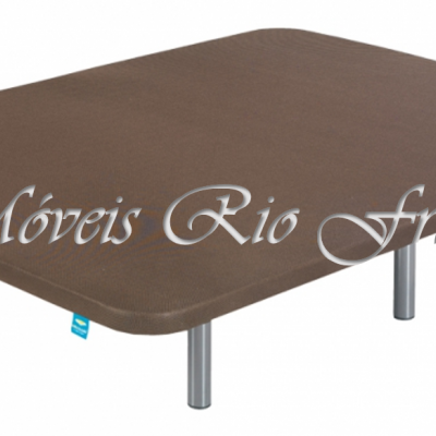 Base de cama quadrada castanha com pernas metálicas