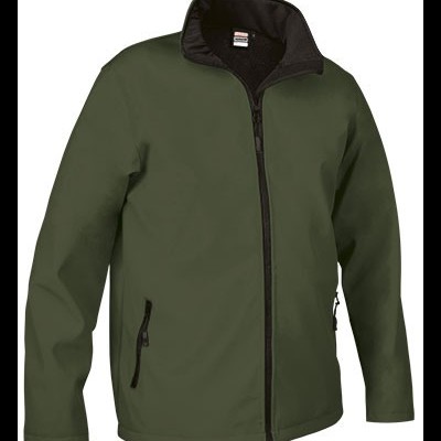 Casaco verde com fecho de correr preto e bolsos laterais