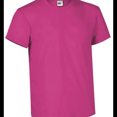 T-shirt rosa vibrante de manga curta com gola redonda