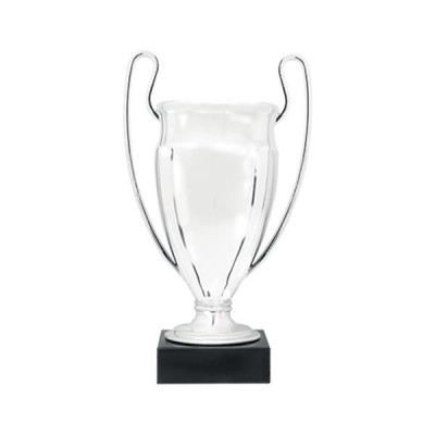 Troféu prateado clássico com base preta