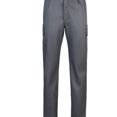 Calças cinzentas de corte reto com bolsos laterais