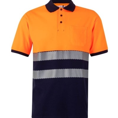 Polo bicolor com faixas reflexivas