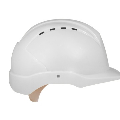 Capacete de segurança branco com ventilação e interior acolchoado bege