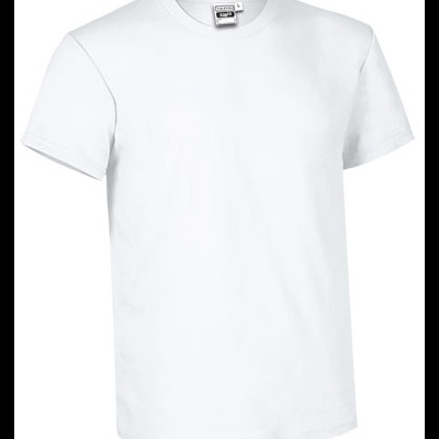 T-shirt branca de algodão com manga curta e gola redonda