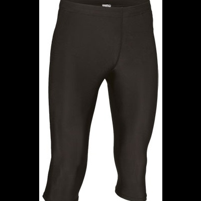 Calças desportivas pretas compridas até metade das canelas