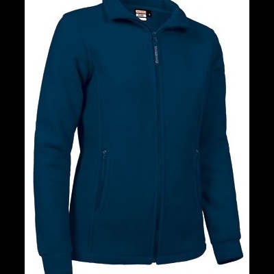 Casaco fleece azul escuro com fecho de correr e bolsos