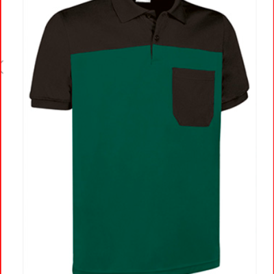 Polo de manga curta preto e verde com bolso no peito