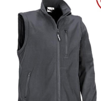 Casaco sem mangas cinza escuro em tecido polar com fecho de correr e bolsos