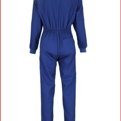Macacão de trabalho azul com bolso traseiro e cintura elástica
