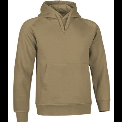 Sweatshirt castanha clara com capuz e bolso frontal