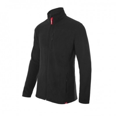 Casaco preto com fecho e bolso vertical no peito