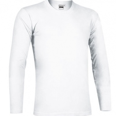 Camisola branca de manga comprida com gola redonda