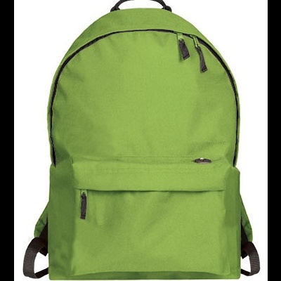 Mochila verde com bolso frontal e alças ajustáveis