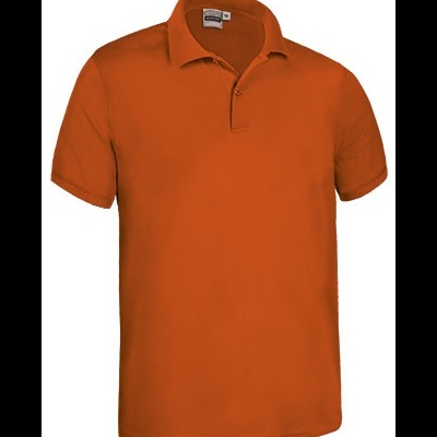 Polo de manga curta laranja com gola e botão